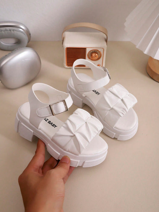 1 par de sandalias para niñas para exteriores, de diseño de suela gruesa de unicolor