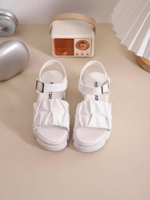 1 par de sandalias para niñas para exteriores, de diseño de suela gruesa de unicolor