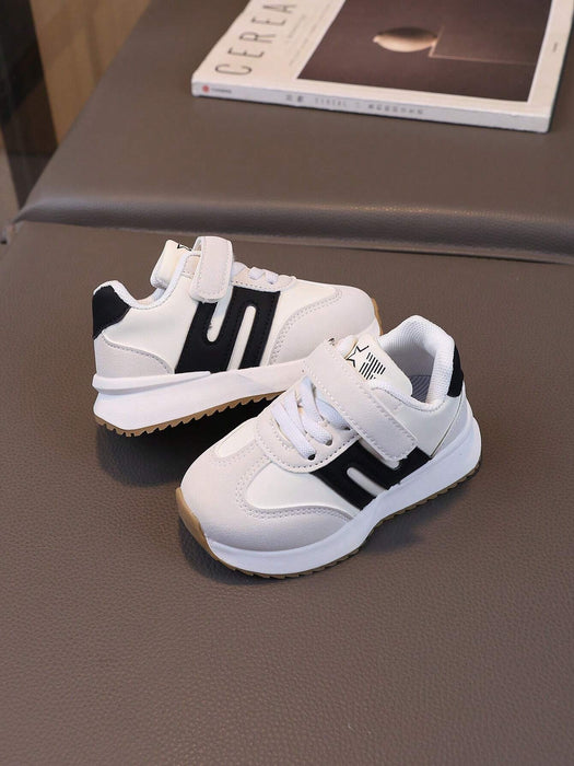 1 par de zapatos deportivos de PU para niño/niña, tenis casuales diarios con para niños