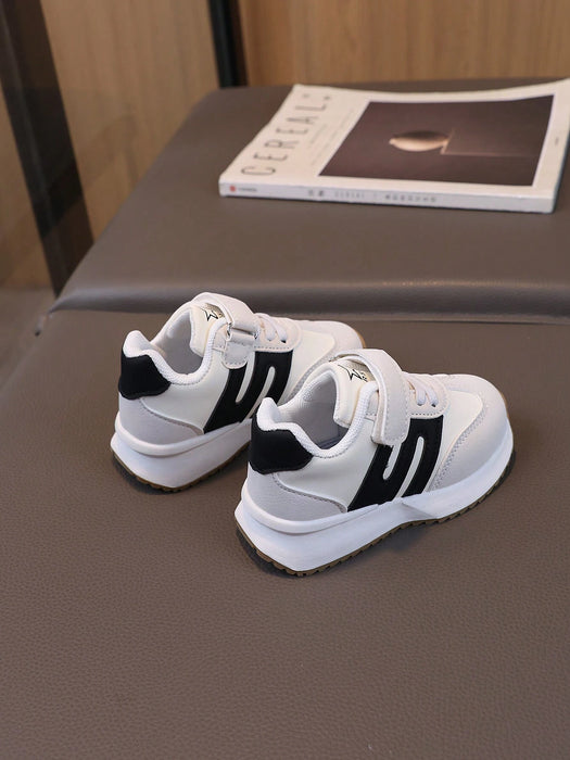 1 par de zapatos deportivos de PU para niño/niña, tenis casuales diarios con para niños