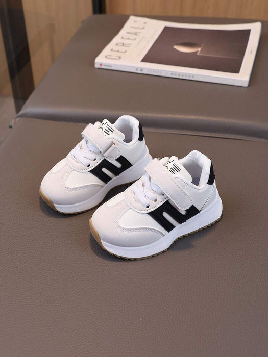 1 par de zapatos deportivos de PU para niño/niña, tenis casuales diarios con para niños