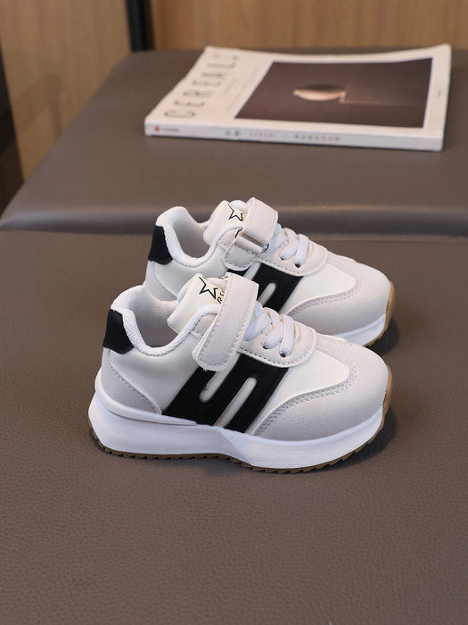 1 par de zapatos deportivos de PU para niño/niña, tenis casuales diarios con para niños
