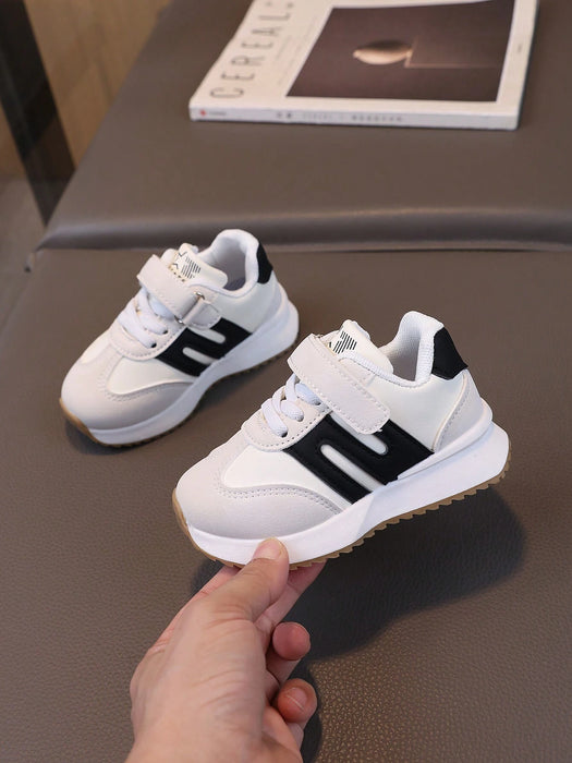 1 par de zapatos deportivos de PU para niño/niña, tenis casuales diarios con para niños