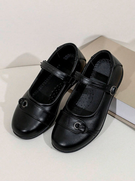 SHEIN 1 par de zapatos planos negro para niños, de estudiante de escuela