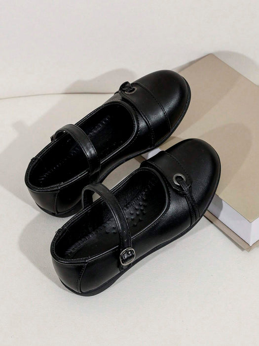SHEIN 1 par de zapatos planos negro para niños, de estudiante de escuela