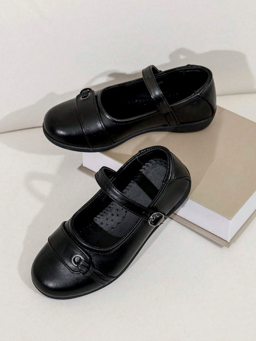 SHEIN 1 par de zapatos planos negro para niños, de estudiante de escuela