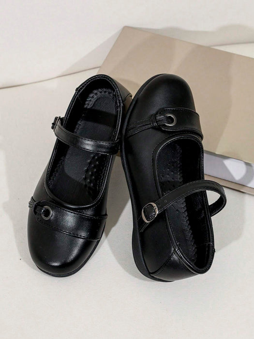SHEIN 1 par de zapatos planos negro para niños, de estudiante de escuela