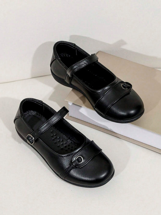 SHEIN 1 par de zapatos planos negro para niños, de estudiante de escuela