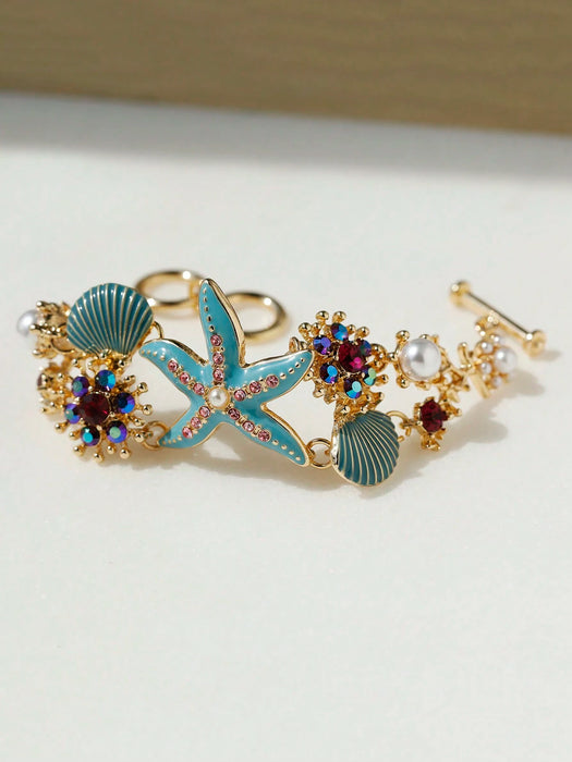 1 pieza Brazalete Exótico Costero Estilo Playa Mar Estrella de Mar y Coral