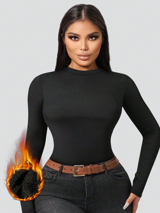 SHEIN 1 pieza Camiseta de manga larga con cuello redondo, forro térmico