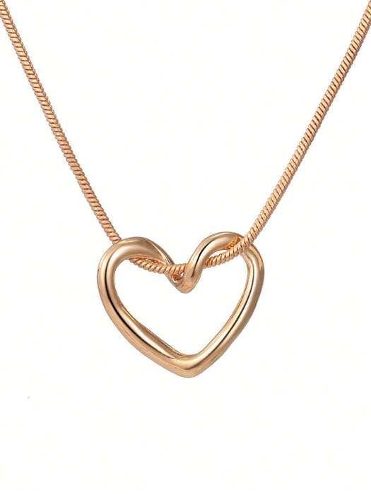 SHEIN 1 pieza Collar con colgante de corazón hueco para mujeres