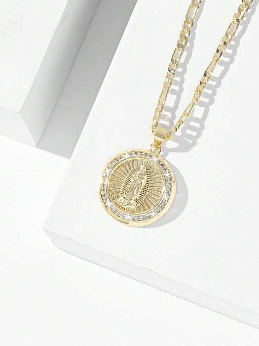 SHEIN 1 pieza Collar con colgante de la Virgen María enchapado