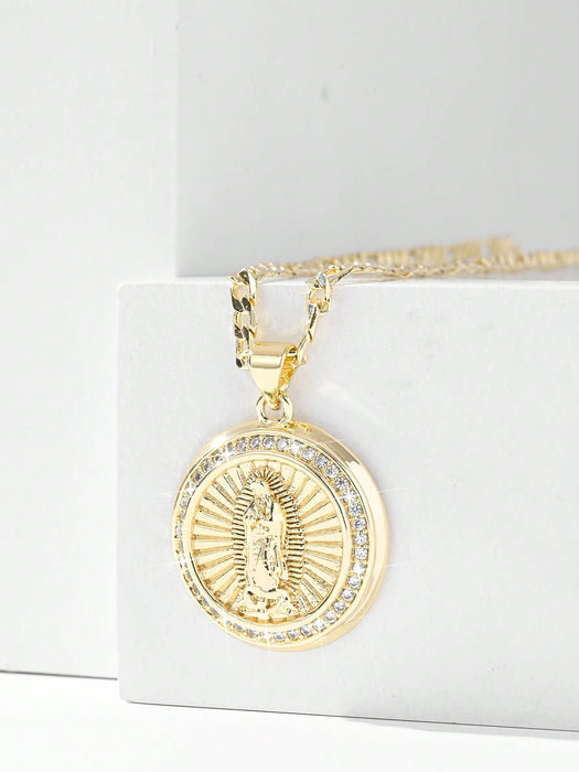 SHEIN 1 pieza Collar con colgante de la Virgen María enchapado