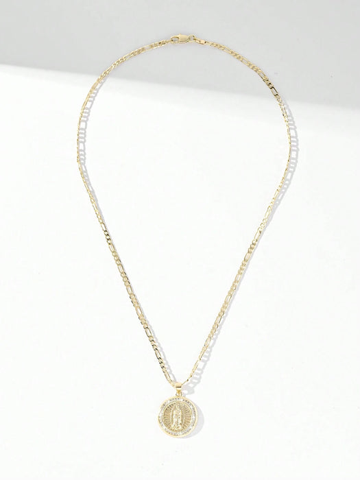 SHEIN 1 pieza Collar con colgante de la Virgen María enchapado