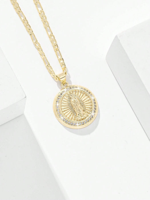 SHEIN 1 pieza Collar con colgante de la Virgen María enchapado