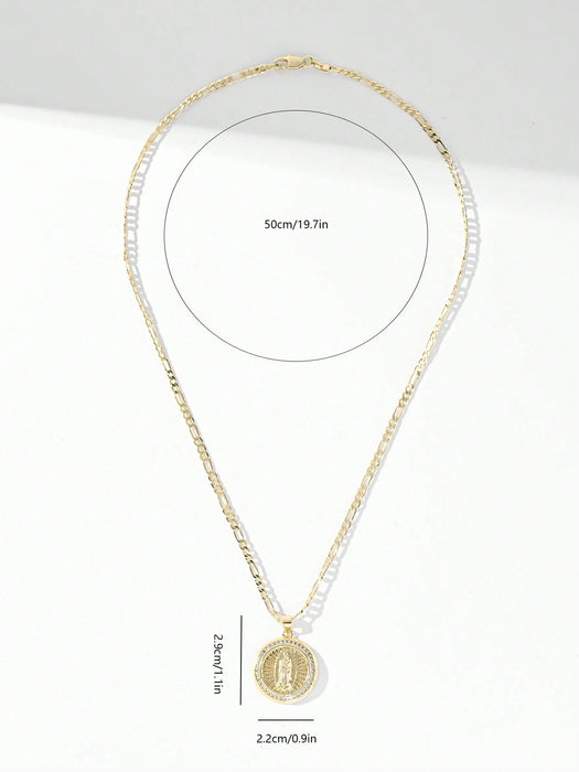 SHEIN 1 pieza Collar con colgante de la Virgen María enchapado