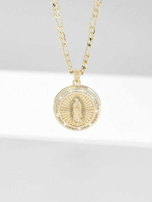 SHEIN 1 pieza Collar con colgante de la Virgen María enchapado