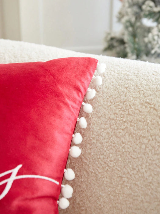 SHEIN 1 pieza Funda de cojín decorativa con bordado "FELIZ NAVIDAD"