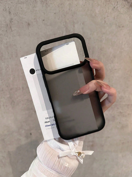 SHEIN 1 pieza Funda de teléfono negra mate transparente minimalista para iPhone 17 Pro Max