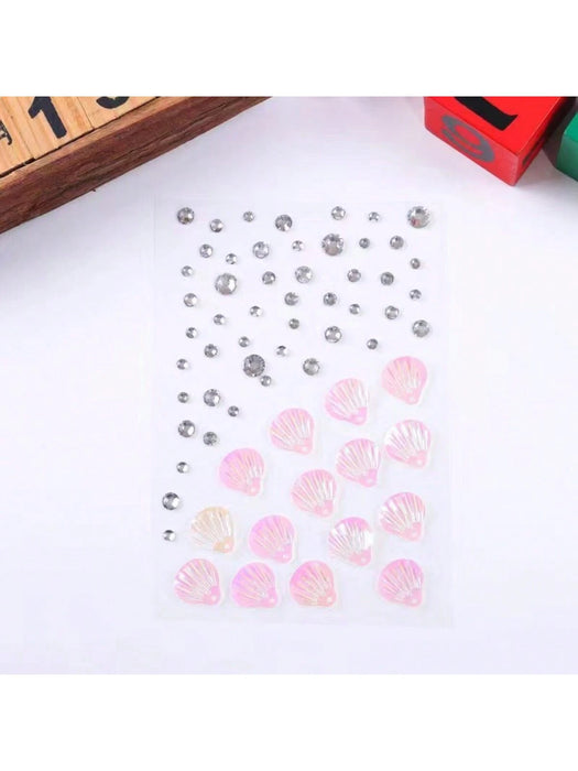 1 pieza Pegatina de maquillaje para ojos con concha de sirena/sirena y lentejuelas