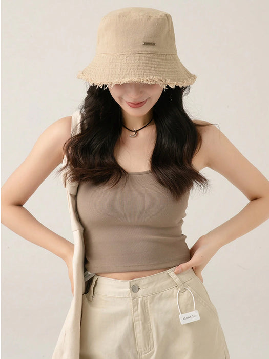 SHEIN 1 pieza Sombrero de ala ancha ajustable para cara pequeña de mujer