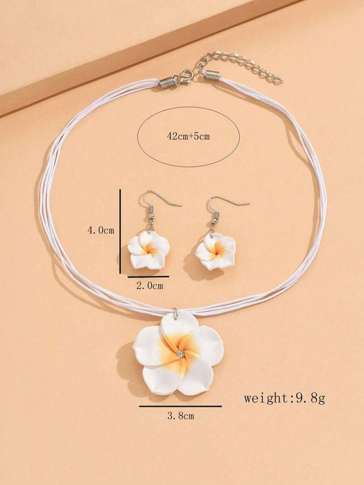1 set de collar y aretes con diseño de flor en estilo elegante y dulce para mujer