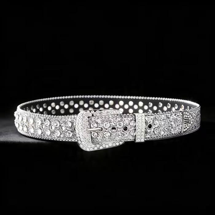 Cinturón para hombre estilo Punk, ancho decorado con lentejuelas brillantes