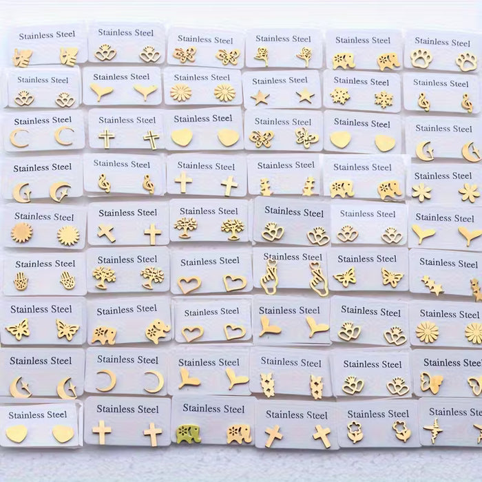 10 Pares de Exquisitos Aretes de Acero Inoxidable aleatorios