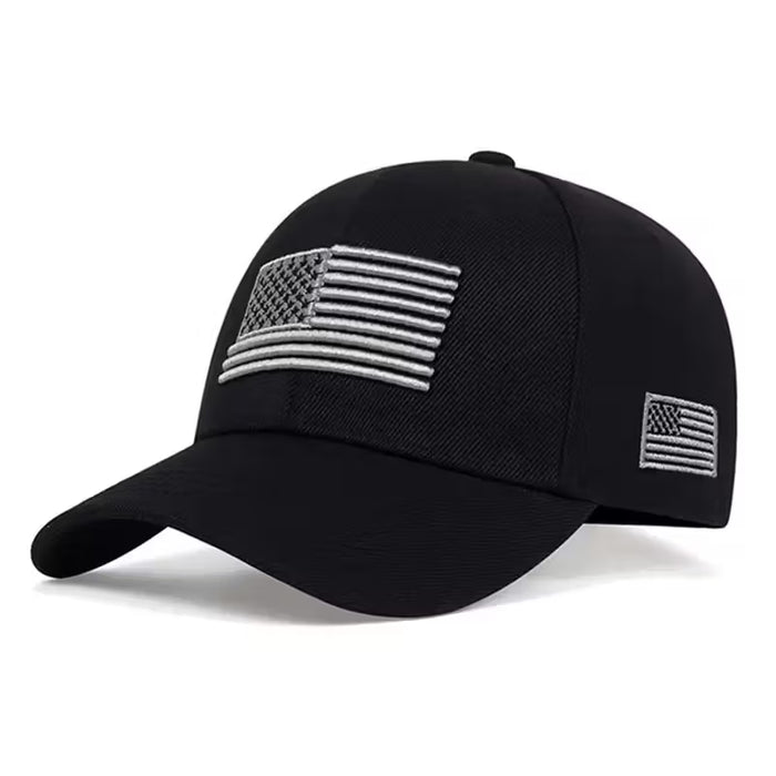 1 Gorra de béisbol bordada con la bandera americana, gorra retro ajustable