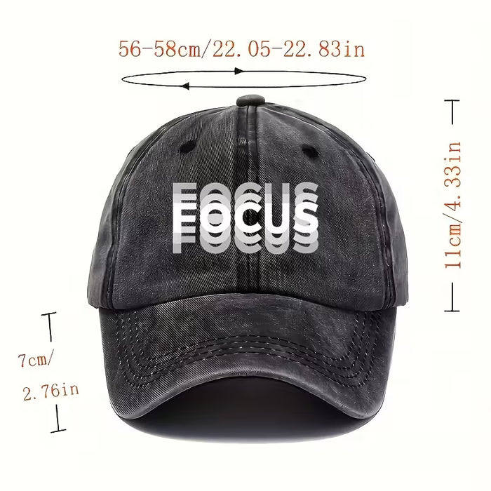 1 gorra de béisbol de algodón lavado con tema FOCUS, unisex