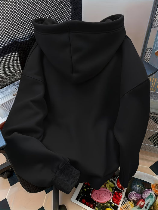 Sudadera casual para mujer con estampado de corazón y bolsillos