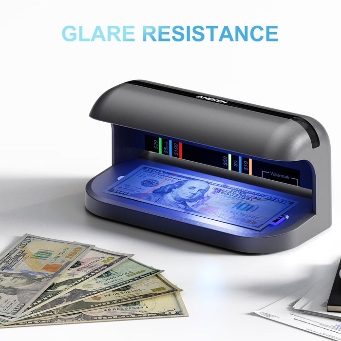 ANEKEN Detector de billetes falsos con luz UV avanzada gris