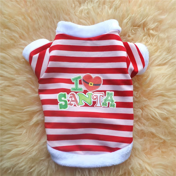 4 Piezas de Ropa Navideña para Mascotas Suéteres Cálidos y Camisetas Estampadas para Perros y Gatos