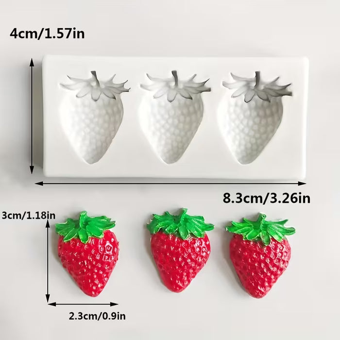 Molde de silicona de tres fresas rectas es adecuado para velas de artesanías de arcilla