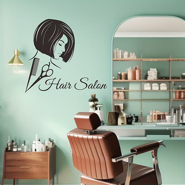 1 ud. Adhesivos de pared - Calcomanía de tijeras y peine para salón de belleza