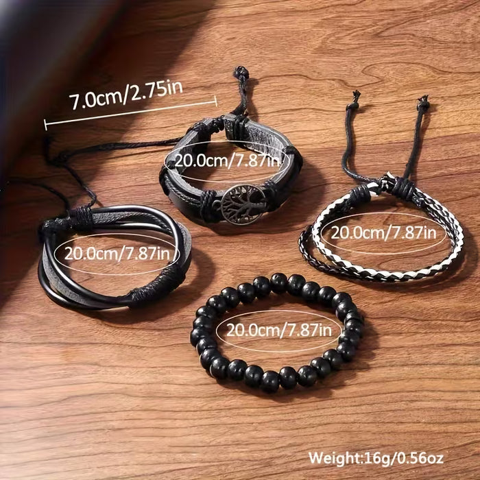 Juego de 5 Piezas de Reloj y Pulsera para Hombre - Reloj Analógico de Cuarzo
