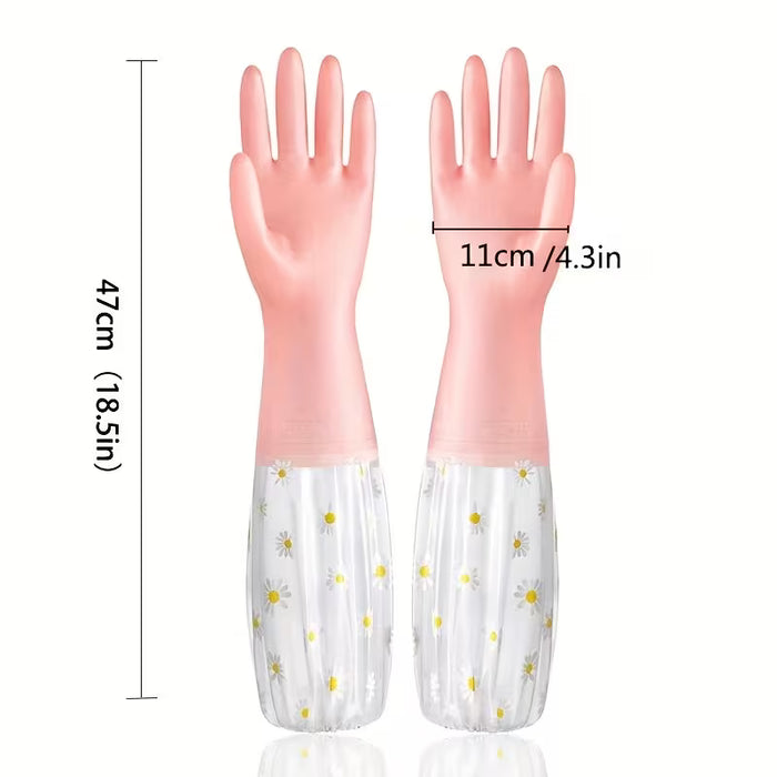 Guantes de Limpieza con Estampado Floral, Guantes de PVC para Lavar Plato