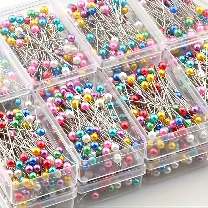 100 piezas de alfileres de perla vibrantes - Agujas de posicionamiento grandes multicolor