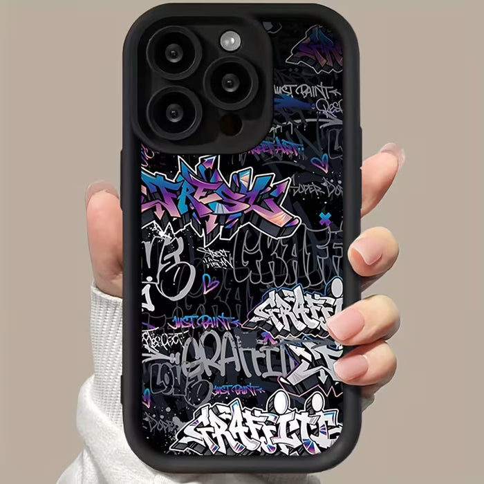 Estuche de teléfono con patrón de texto de grafiti colorido es resistente a los golpes, elegante iphone 12 pro max