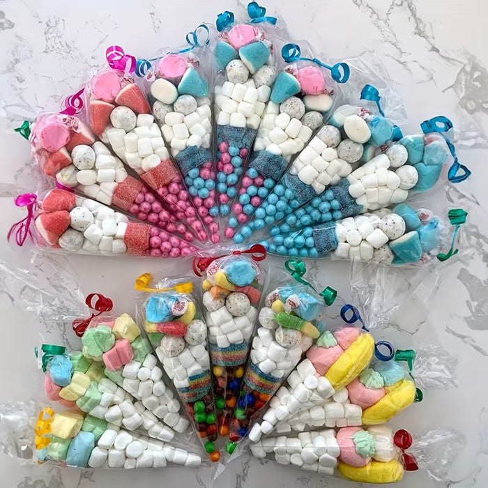 50 piezas Bolsa de Dulces DIY, Bolsa de Almacenamiento Cónica Transparente