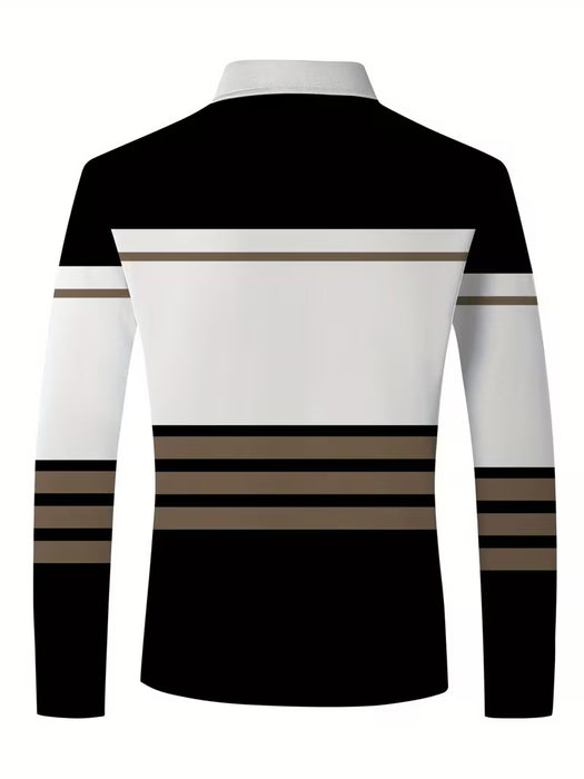 Camisa deportiva de golf para hombre con manga larga y frente abotonado