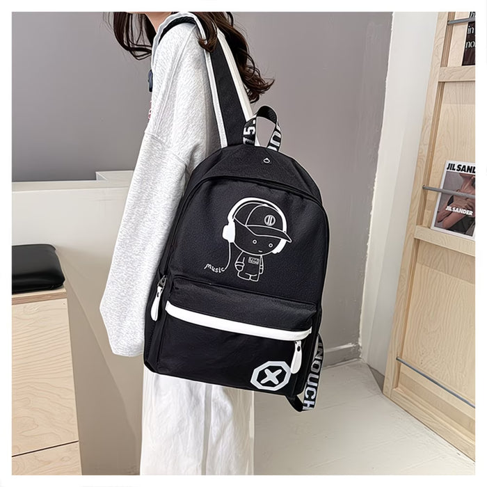 Juego de 2 piezas: Mochila y riñonera con estampado de músicos Oxford