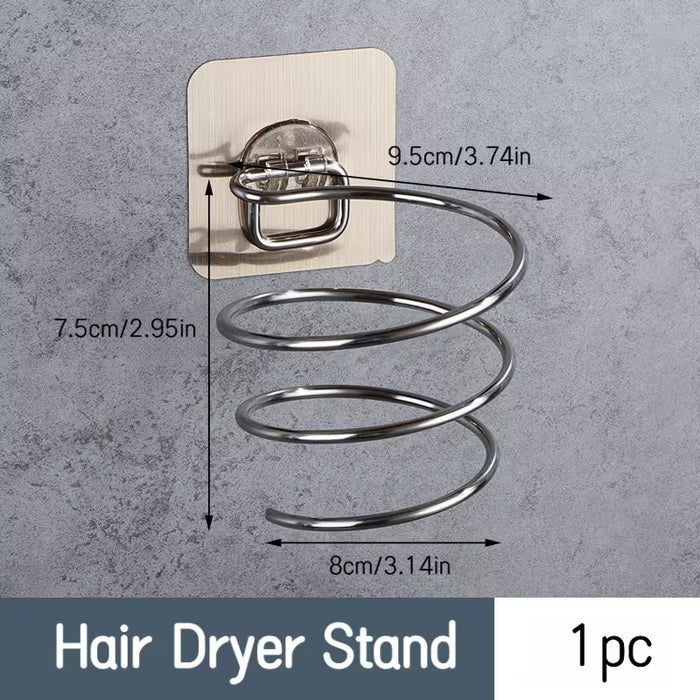 1 pieza de soporte para secador de pelo sin taladro, apto para fijar a los azulejos del baño