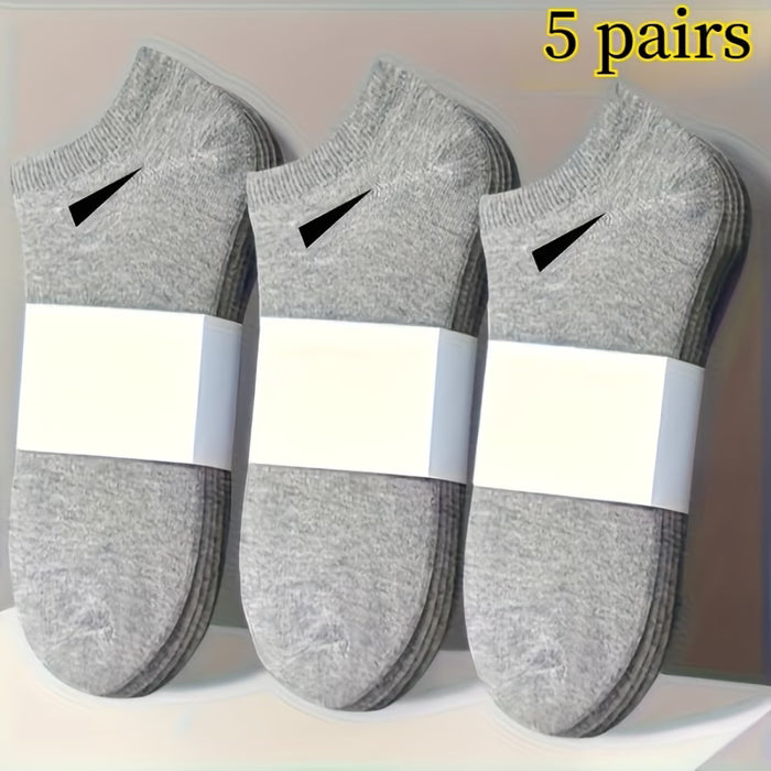 5 pares de calcetines casuales lisos a prueba de sudor para mujer