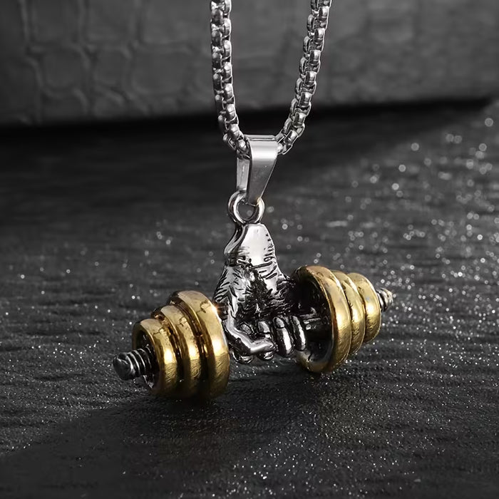 Collar con Colgante de Barra de Mancuerna Deportiva de Aleación