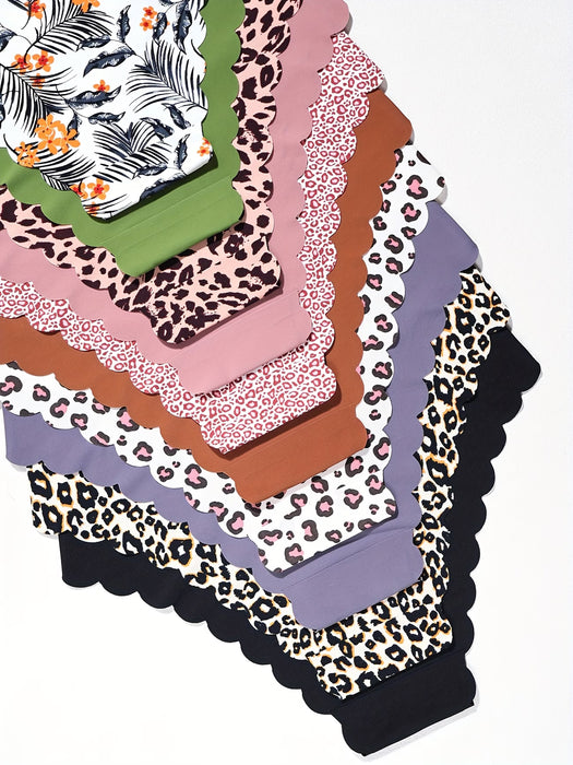 10 piezas de ropa interior sin costuras para mujer con dobladillo de abanico de onda