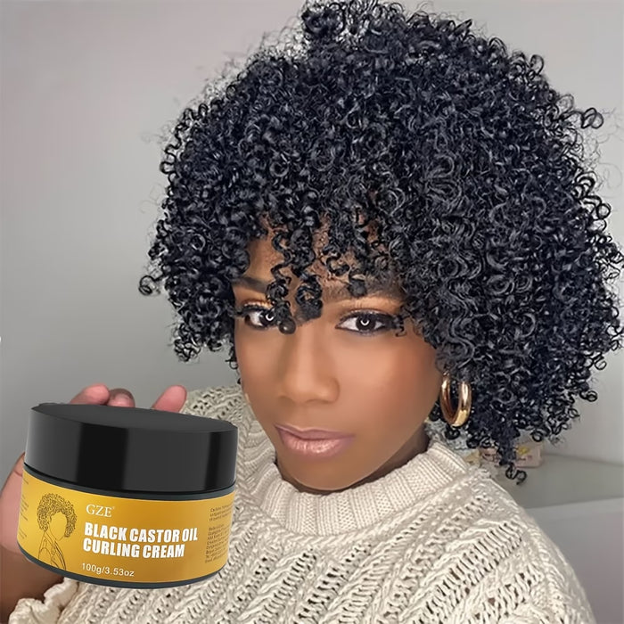 GZE Crema Rizadora de Aceite de Ricino Negro para Cabello Rizado