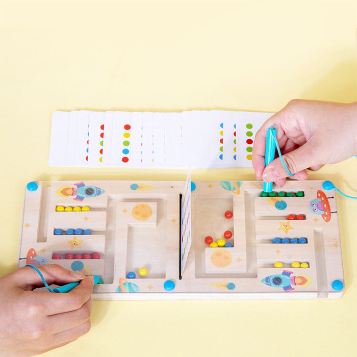 Juego de pelotas de cuatro colores para niños, juguete educativo de madera