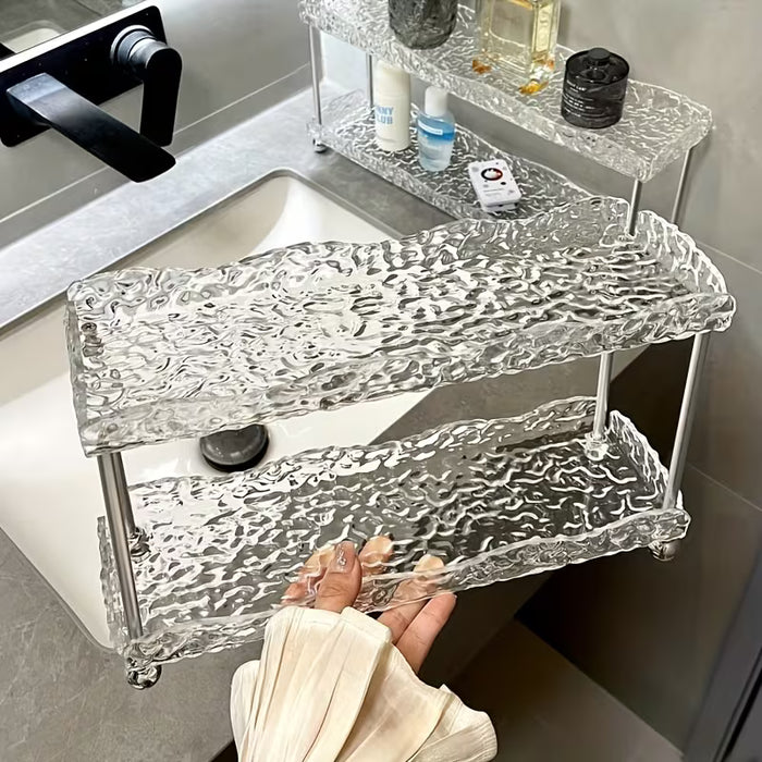 Estantería de baño de acrílico de dos niveles YKL, organizador de plástico de mesa