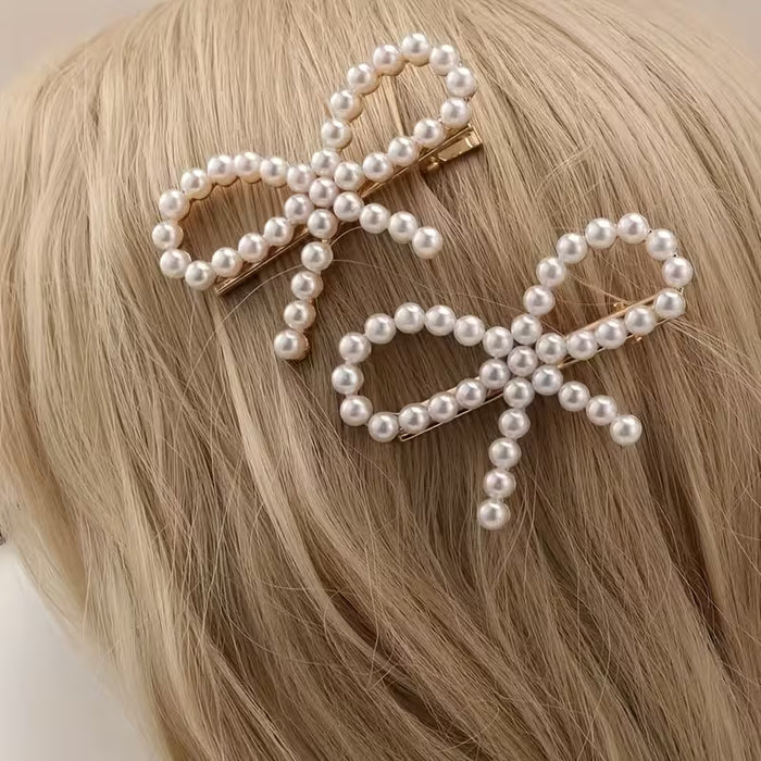 Juego único de 2 piezas de pinzas para el pelo de imitación de lazo